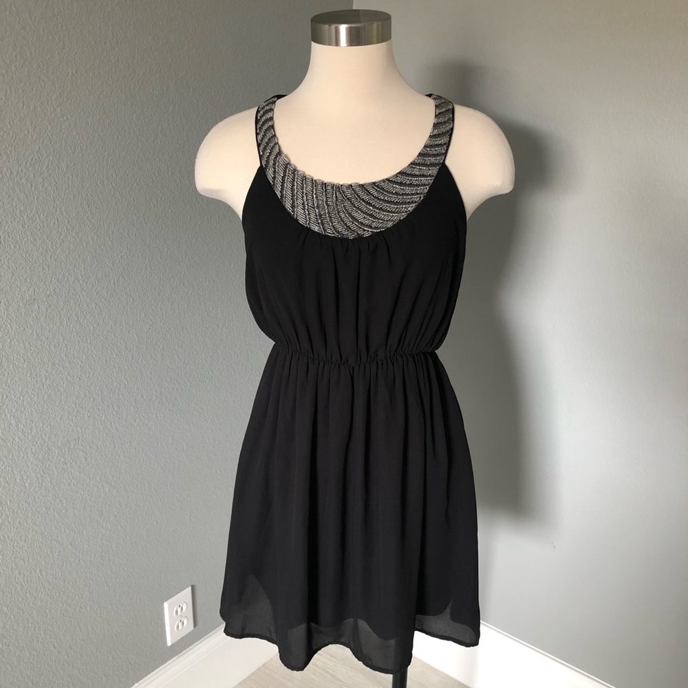 Finn & Clover Embellished Beaded Neck Little Black Dress